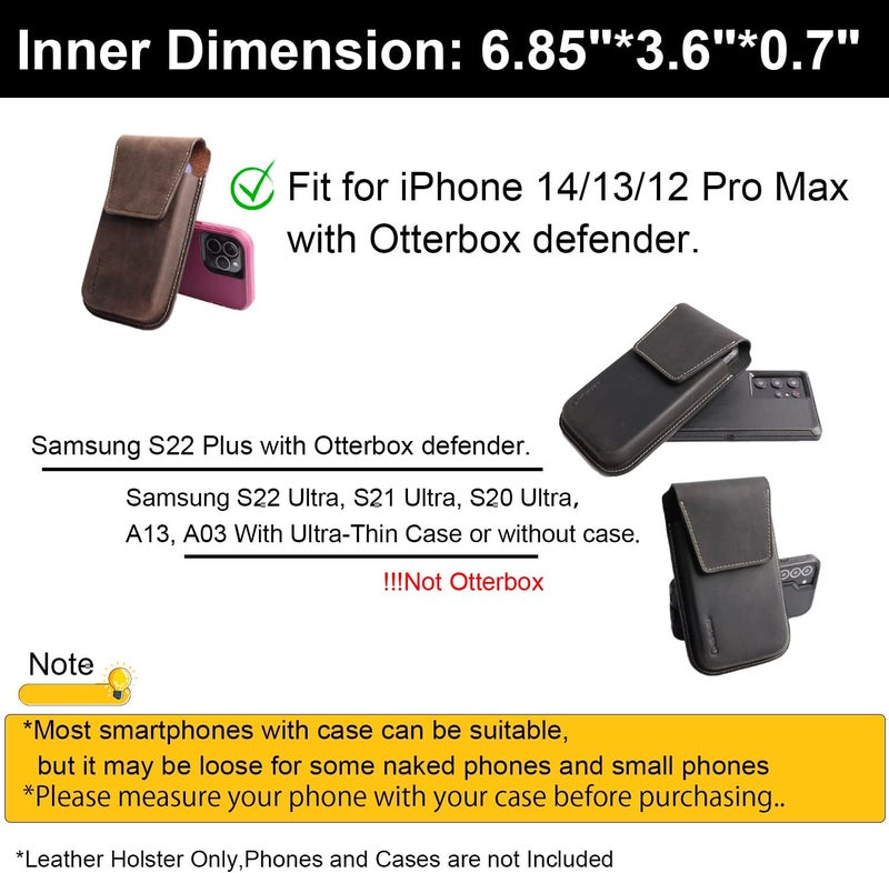 Gentlestache Leather Phone Holster for iPhone 17 16 15 14 Pro Max & Plus - Belt Clip Cell Phone Case for S25 S24 Ultra & Plus - Magnetic Closure Leather Belt Holder Pouch, XL, Darkbrown - Image 5